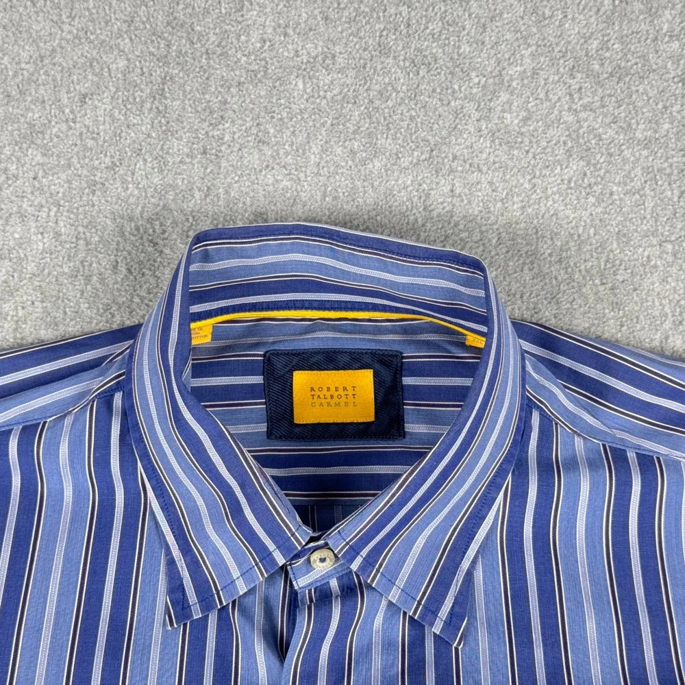 Robert Talbott Carmel Button Down Long Sleeve Striped Shirt Mens XXL‎ Blue